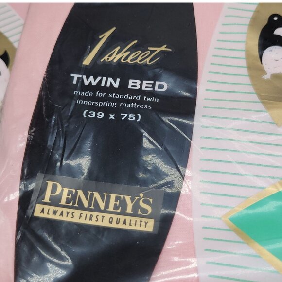 Vintage Penneys Elasta-Fit Twin Bed Sheet Set 72"x108" 100% Cotton Strong Muslin - Picture 8 of 12